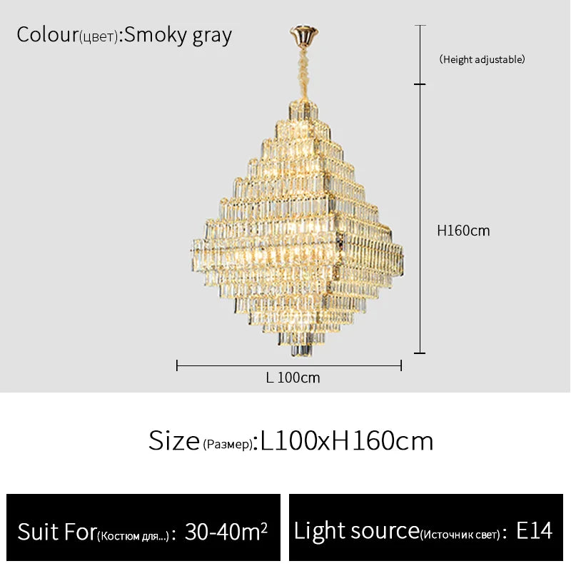 Afralia™ Luxe Crystal Pyramid Chandelier: High-end Lighting for Living Room & Hotel Lobby