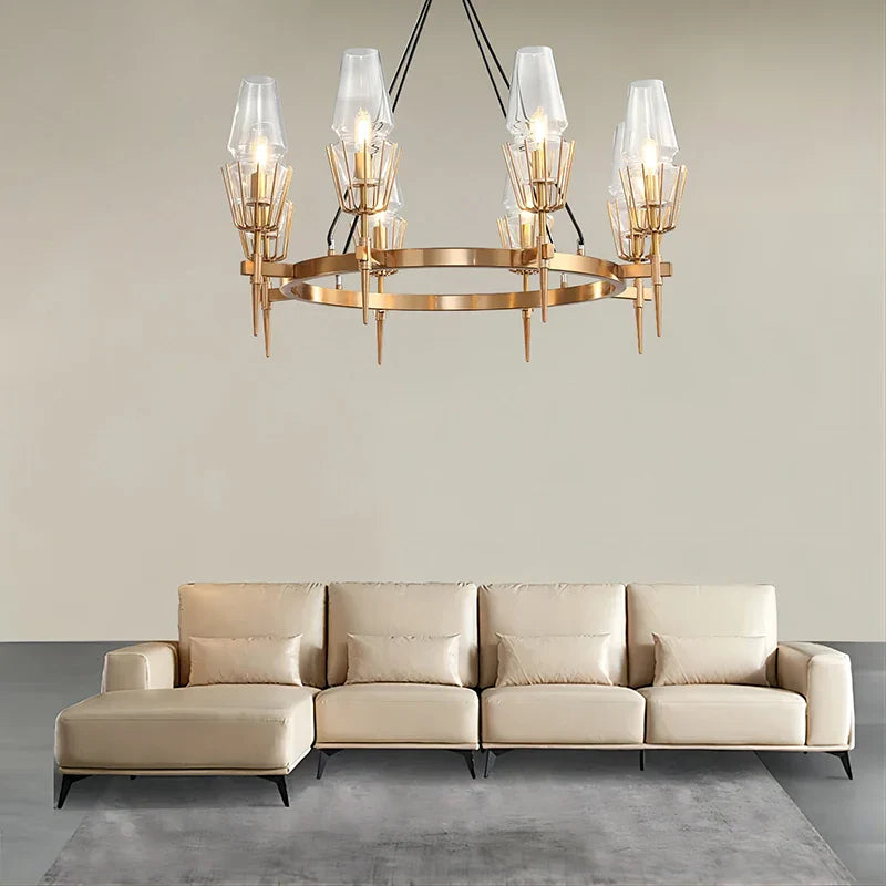 Afralia™ Gold Lustre Glass Chandelier: Modern Luxury Pendant for Living, Dining, Bedroom