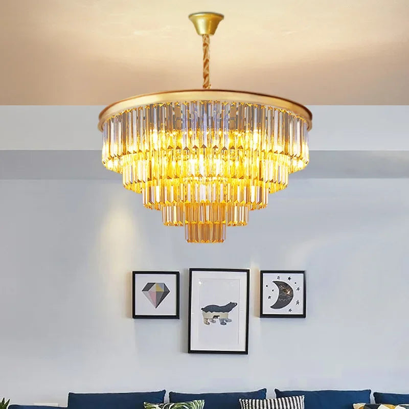 Afralia™ Crystal Gold Chandelier: Modern Living Room Bedroom Decor Lighting