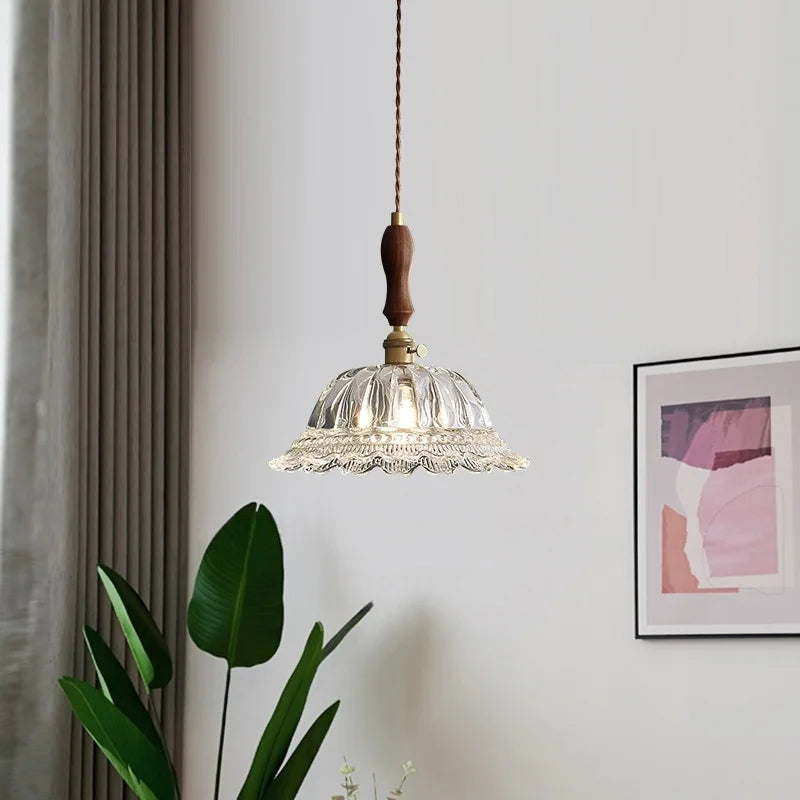 Afralia™ Clear Glass LED Hanging Lamp French Style Pendant Light for Home Decor