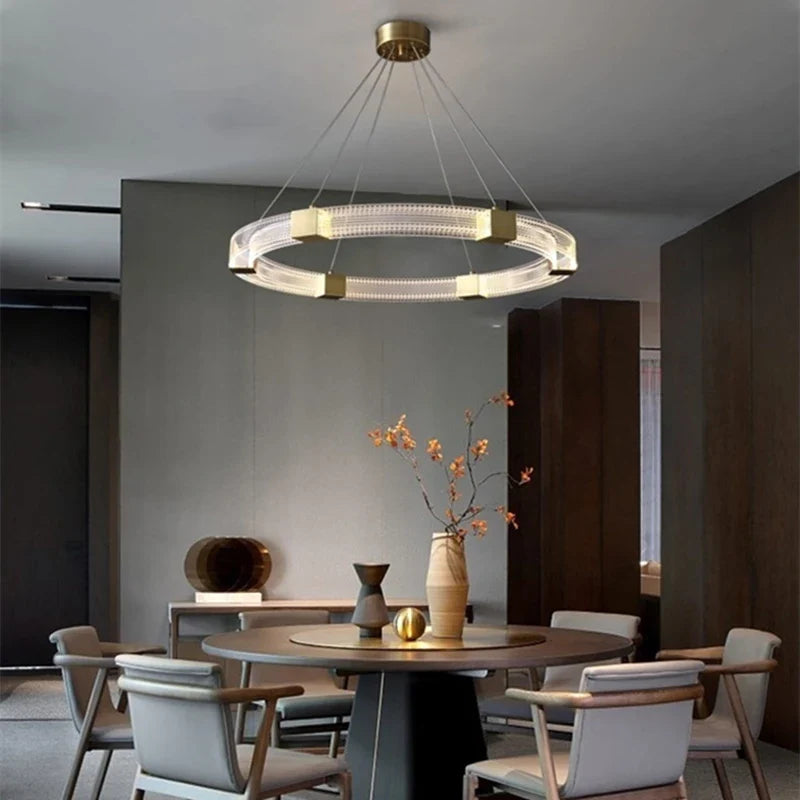 Afralia™ Nordic Oval Ceiling Chandelier Aluminum Acrylic Interior Pendant Light