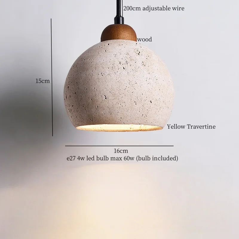 Afralia™ Yellow Travertine LED Pendant Lamp for Modern Living Room Decor