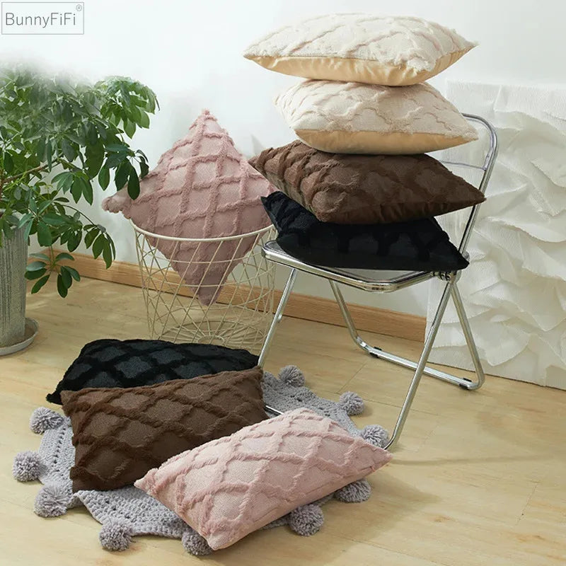 Afralia™ Diamond Solid Embroidery Cushion Cover - Modern Home Decor