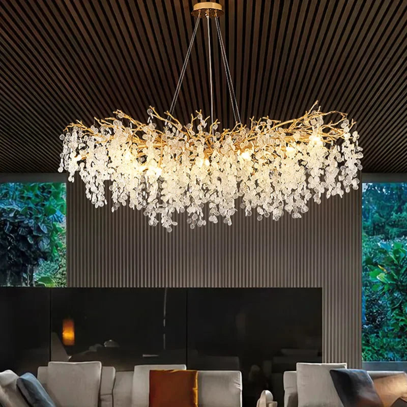 Afralia™ Crystal Money Tree Chandelier - Modern LED Suspension Light for Luxury Living Areas