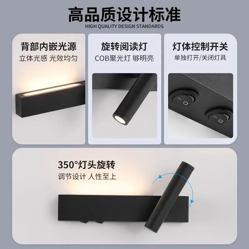 Afralia™ Rotating LED Wall Light for Bedroom, Stair, or Balcony