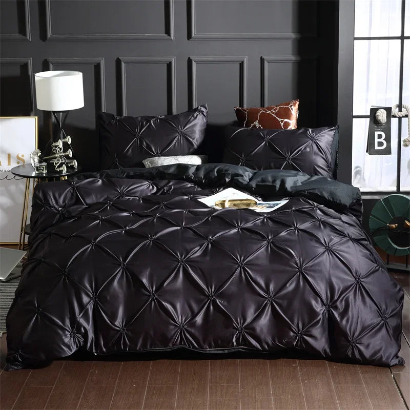 Afralia™ Rayon Pinch Pleated King Duvet Cover Set with Pillowcase