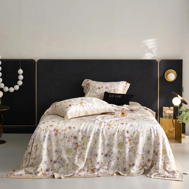 Afralia™ Floral Print Summer Quilt Bedding Set with Sheet & Pillowcases