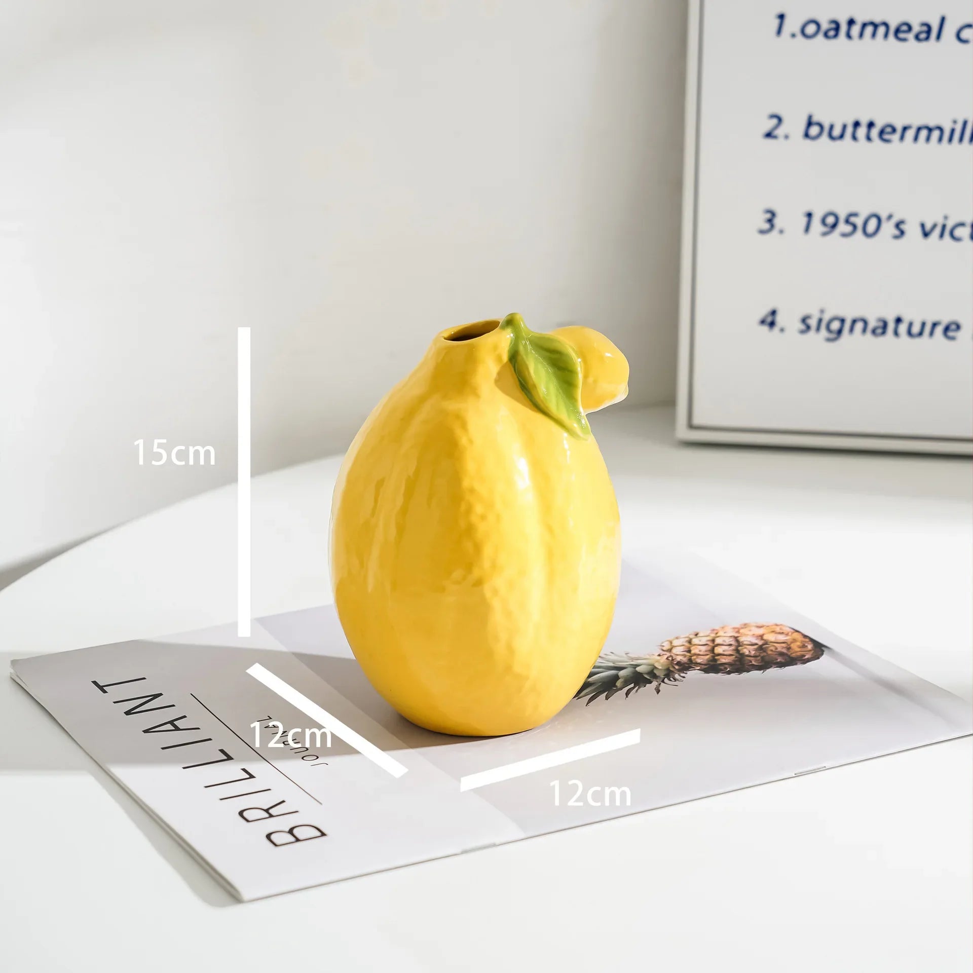 Afralia™ Lemon Flower Vase: Ceramic Vase for Home Decoration and Floral Arrangements