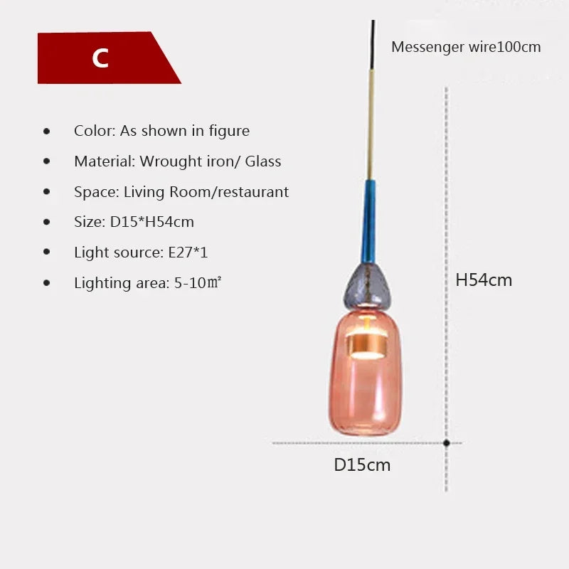 Afralia™ Candy Glass Chandelier Pendant Light for Dining and Living Room