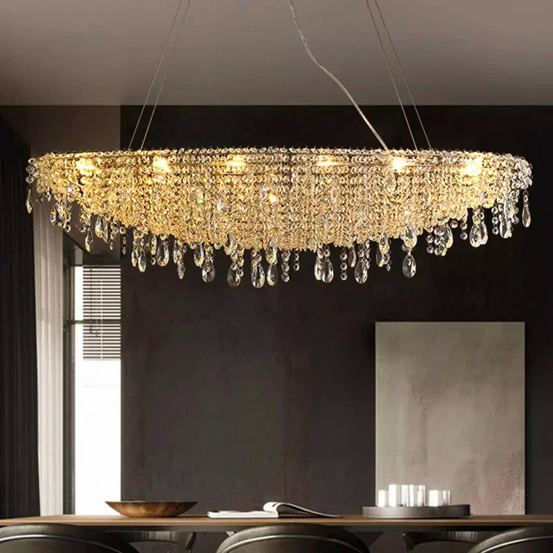 Afralia™ Luxury Crystal Chandelier: Elegant Living Room & Bedroom Pendant Light