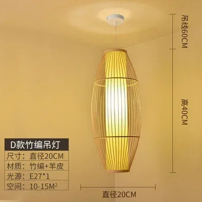 Afralia™ Bamboo Ceiling Chandelier for Home Garden Restaurant Bedroom Study Decoration Lamps