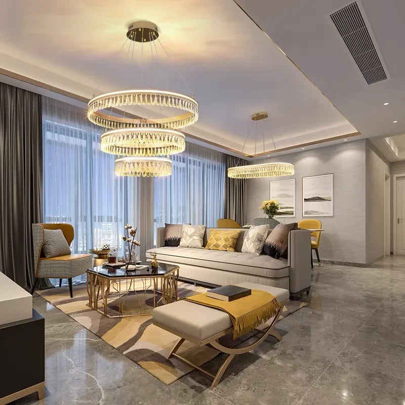 Afralia™ Modern Crystal LED Chandelier for Living Dining Room Decor
