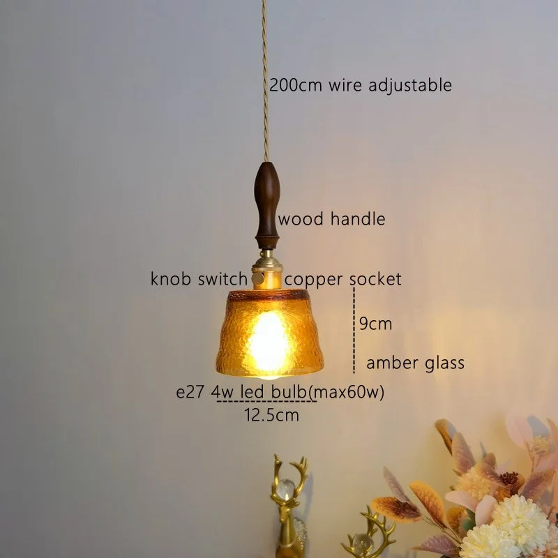 Afralia™ Amber Pendant Light: Nordic Copper Hanging Lamp for Modern Home Decor