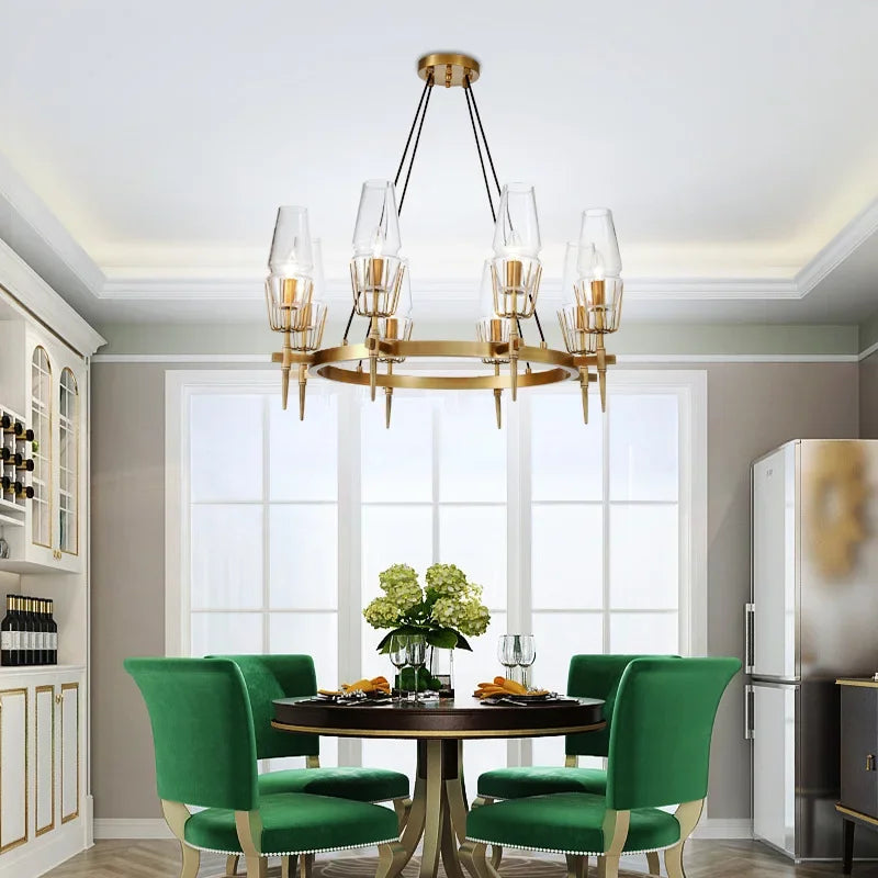 Afralia™ Gold Lustre Glass Chandelier: Modern Luxury Pendant for Living, Dining, Bedroom