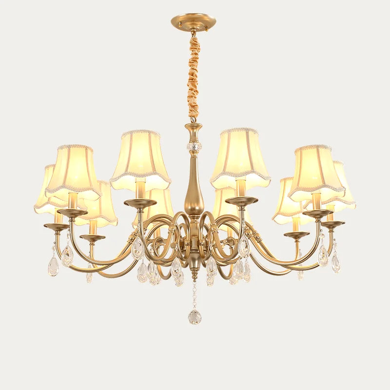 Afralia™ Gold Crystal Chandelier with Lamp Shade, Elegant Lighting Fixture for Living Room, Bedroom, Dining Room