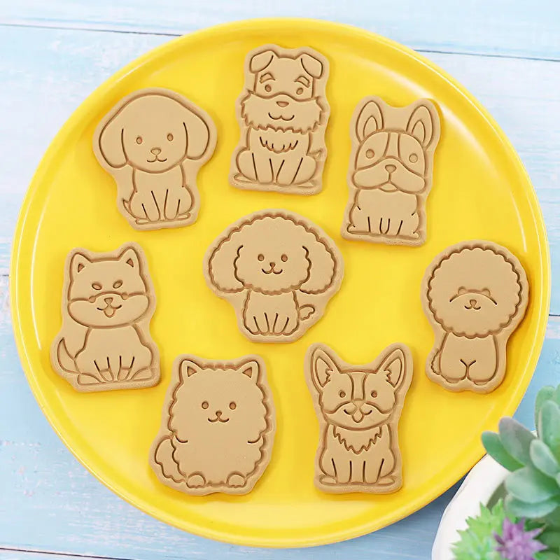 Afralia™ 3D Dog Cookie Cutters Set, Biscuit Mold, Decorating Tools, DIY Cartoon Press