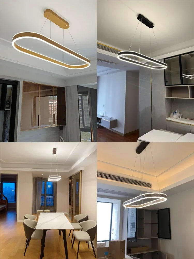 Afralia™ Modern Dimmable Ring Pendant Lamps for Kitchen Office Dining Room Lighting