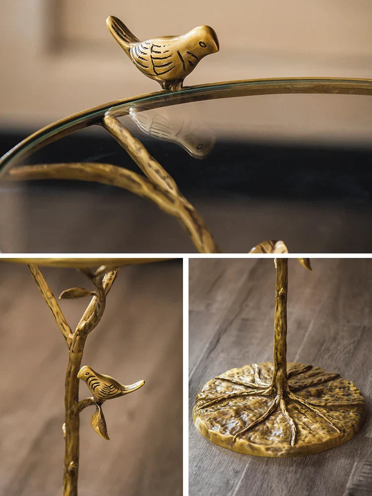 Afralia™ Brass Bird Side Table - Luxury Living Room Sofa Table for Creative Home Decor