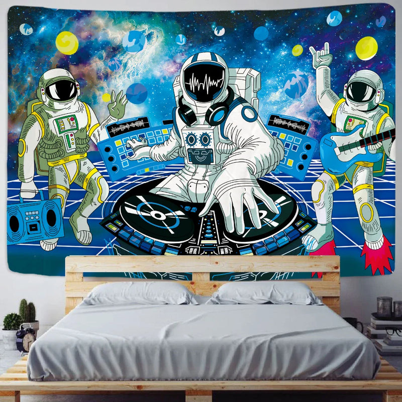 Afralia™ Psychedelic Space Astronaut Wall Tapestry - Hippie Boho Bedroom Decor