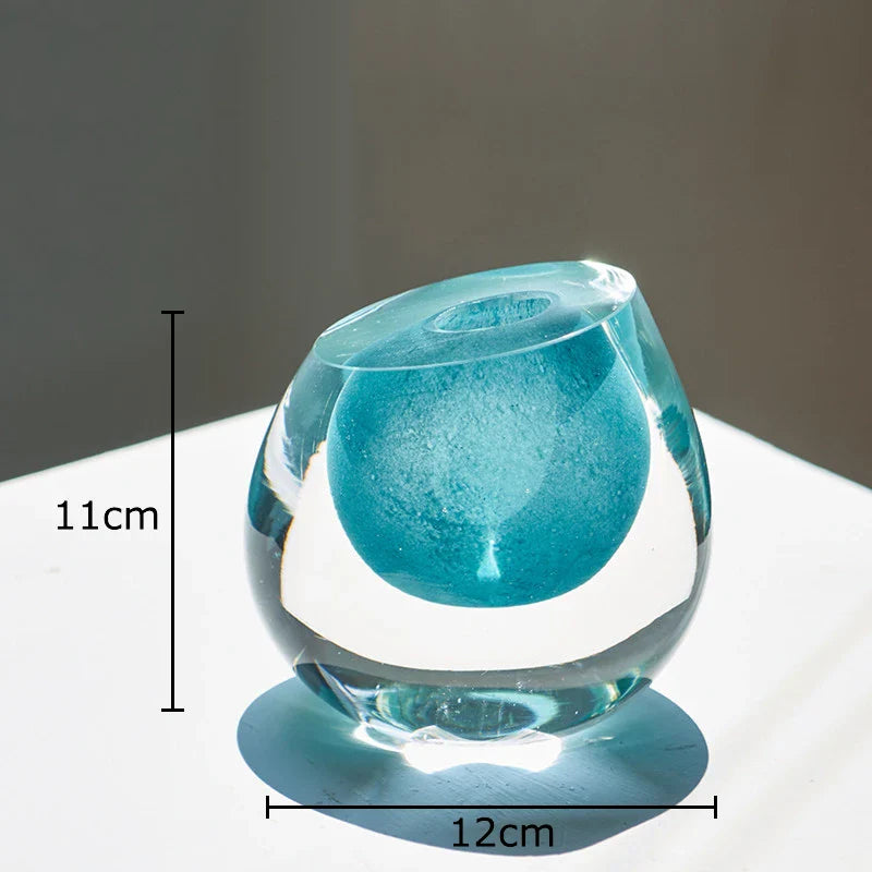 Afralia™ Colorful Glass Vase Oblique Flower Pot Desk Decoration Room Aesthetic Decor