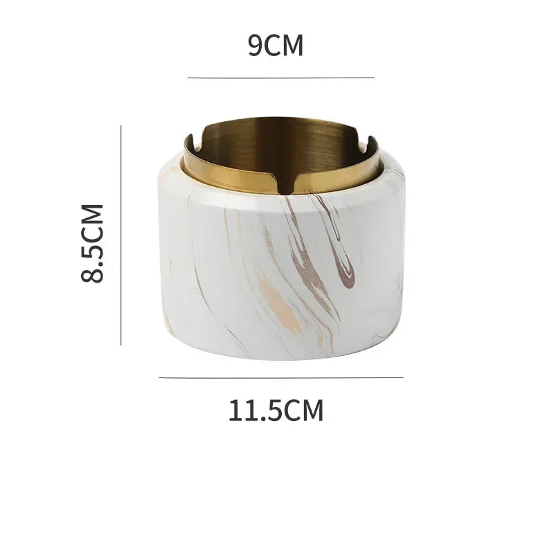 Afralia™ Gold Plated Marble Texture Ashtray - Smoking Accessories Weed Tray