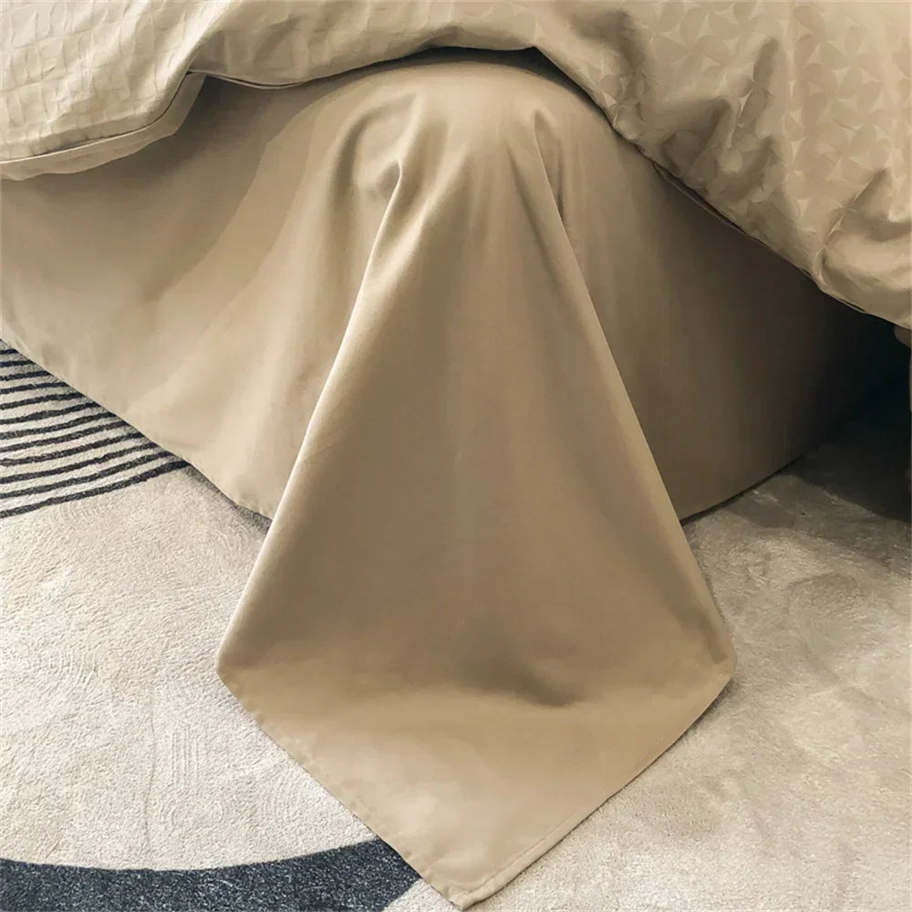 Afralia™ Nordic Light Tan Egyptian Cotton Jacquard Bedlinens Set for Ru Europe Queen King Size