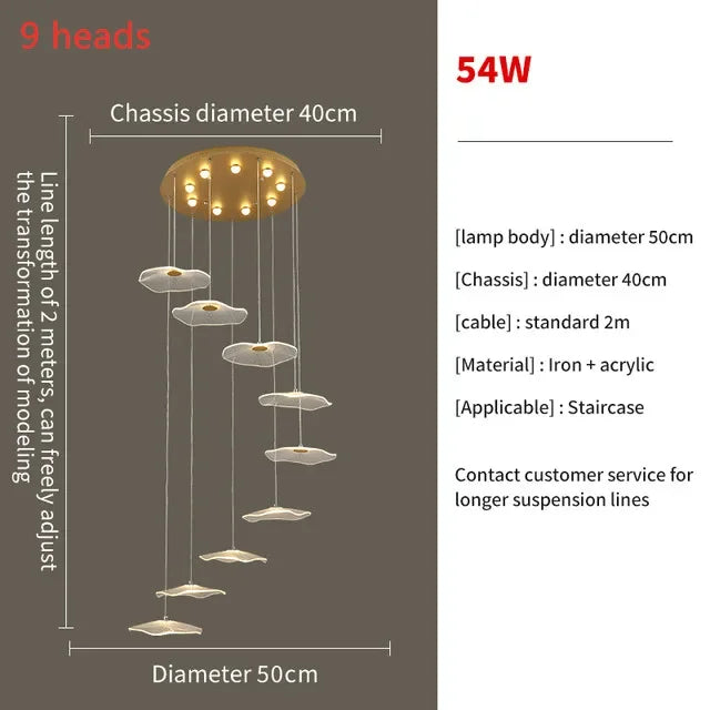 Afralia™ Nordic Lotus Leaf Chandelier for Modern Living Spaces