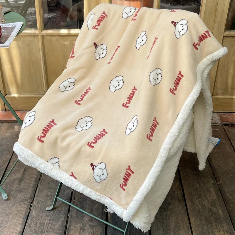 Afralia™ Lamb Nap Cartoon Coral Velvet Blanket: Super Soft, Thick, and Cute for Winter