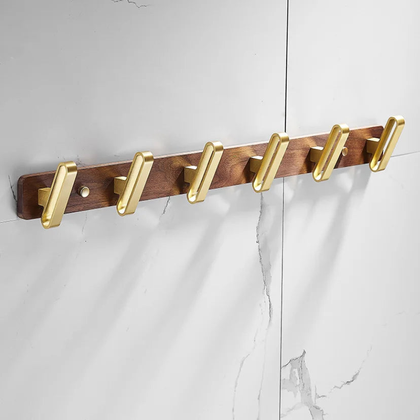 Afralia™ Walnut Wood Bathroom Row Hooks – Creative Single Hook for Wardrobe and Bedroom