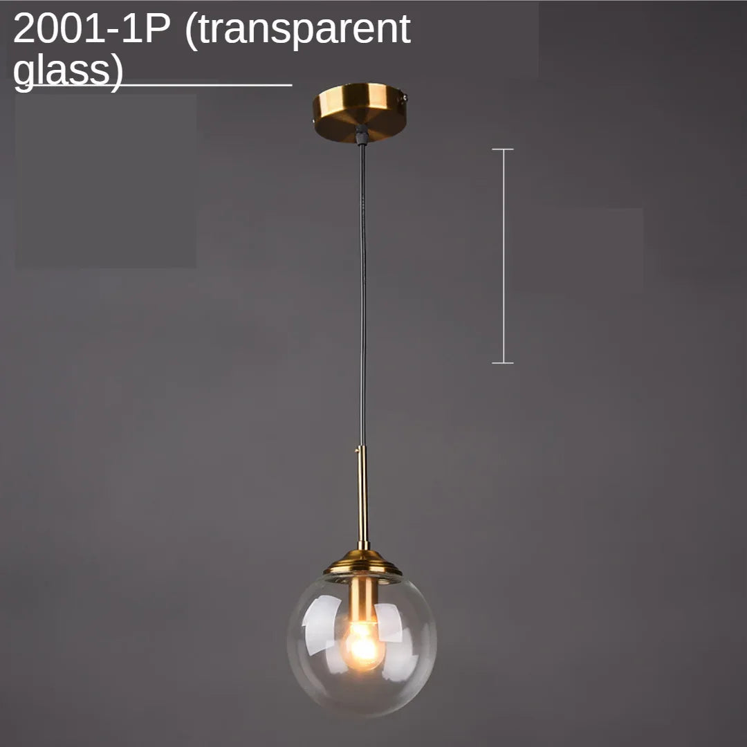 Afralia™ Golden Ring Glass Ball Pendant Light for Kitchen Dining Room & Bedside