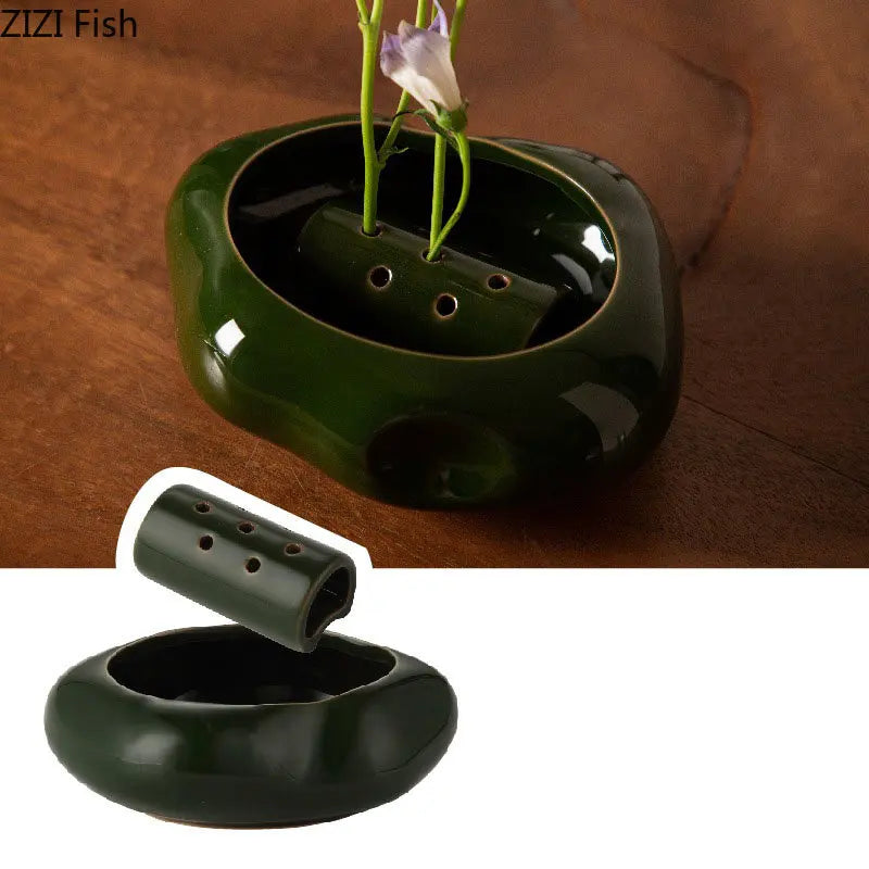 Afralia Lotus Seedpod Ceramic Vase Artificial Flower Pot Modern Desk Decor