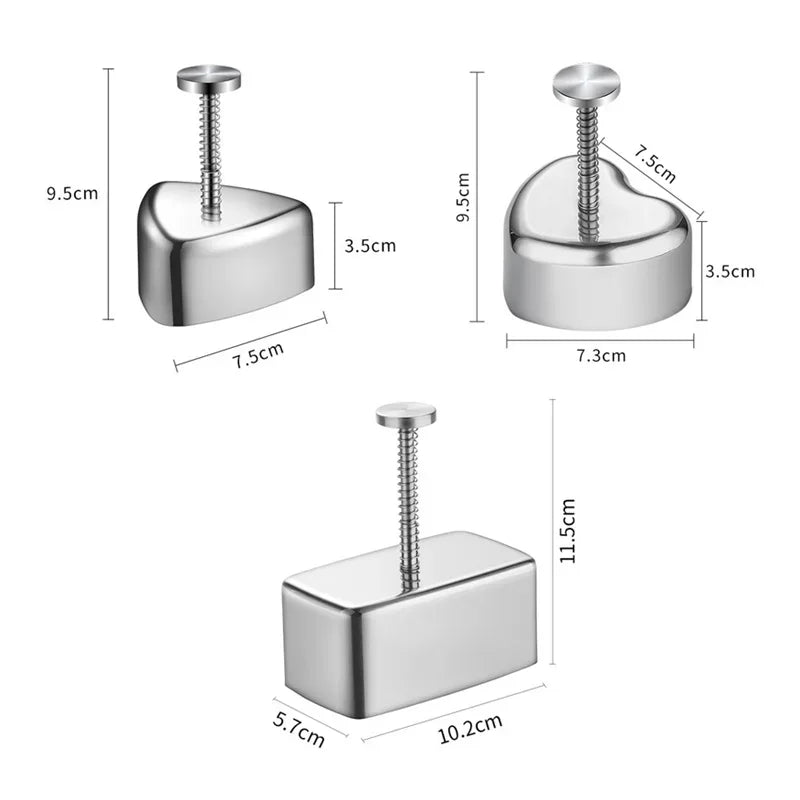 Afralia™ Stainless Steel Sushi Maker Press Mold Set Kitchen Gadget Triangle Heart-shaped Rice Ball