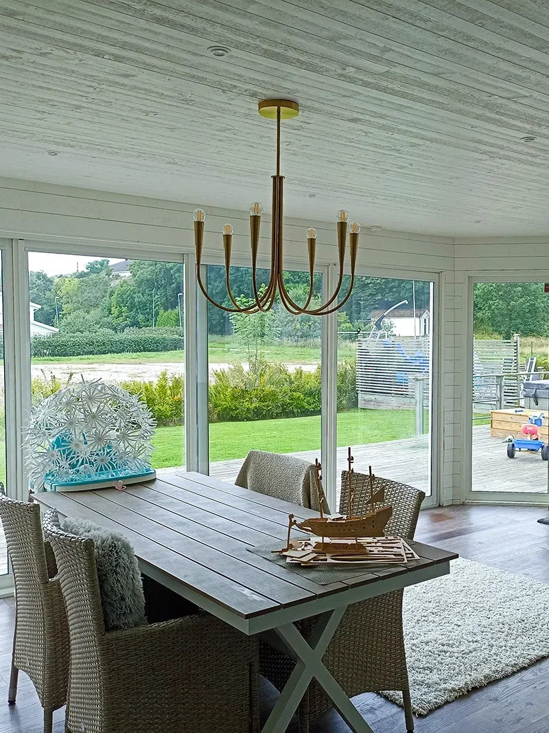 Afralia™ Brass Chandelier: Stylish Pendant Lights for Dining Room, Living Room, Kitchen Island & Bedroom