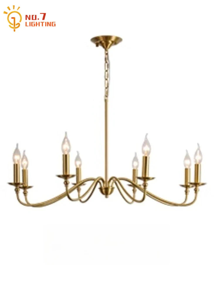 Afralia™ Retro Luxury Copper Chandelier LED Gold Lustre Pendant Light for Living Room