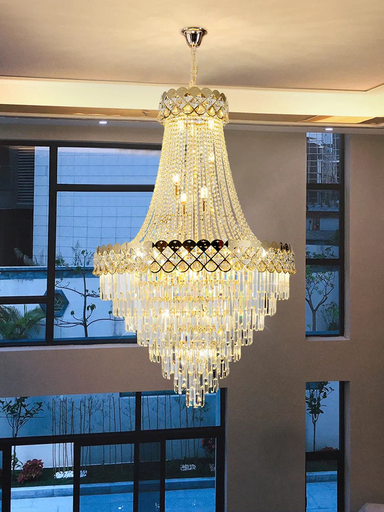 Afralia™ Crystal Chandelier: Luxury Villa Living Room Hotel Lobby Ceiling Light Fixtures