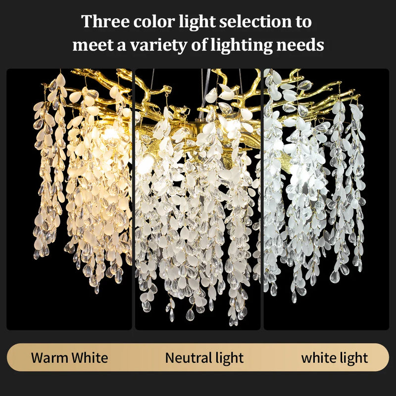 Afralia™ Crystal Branch Chandelier: Elegant LED Ceiling Light for Living/Dining Room & Foyer