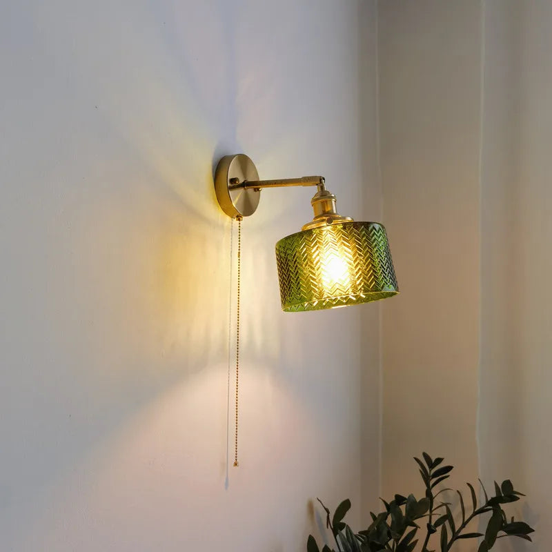 Afralia™ LED Copper Glass Wall Light Retro Luminaria De Parede