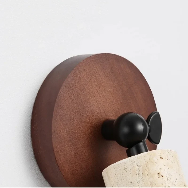 Afralia™ Up Down Rotate Ceiling Light Fixture Wood Stone Wabi Sabi Style Lighting