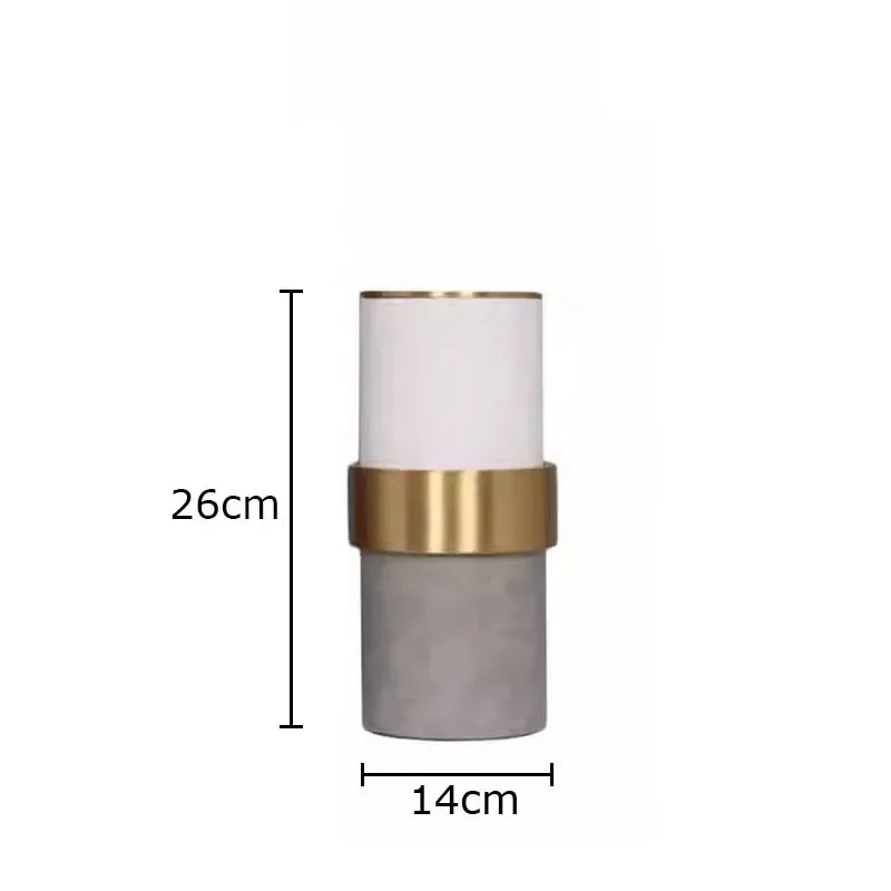 Afralia™ Gold Cylinder Vase Leather Desk Decor Artificial Flower Arrangement