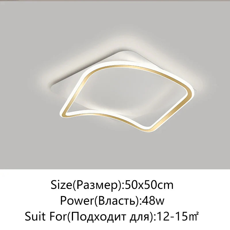 Afralia™ Golden LED Ceiling Chandelier: Modern Simplicity for Living, Dining, and Bedrooms