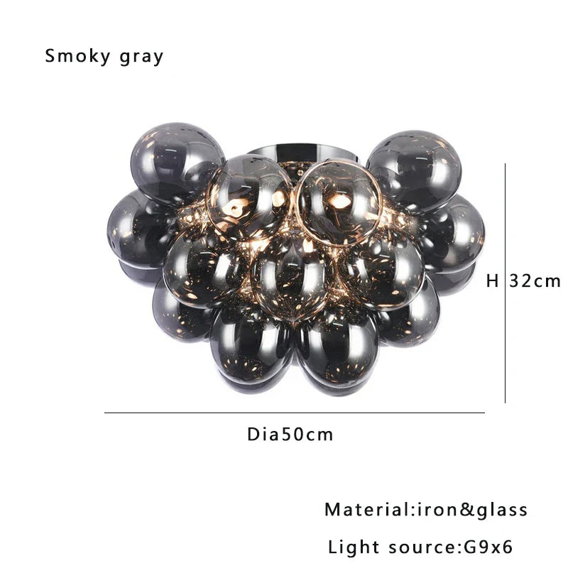 Afralia™ Smoky Gray Grape Glass Chandelier - Modern Dining Room Decor
