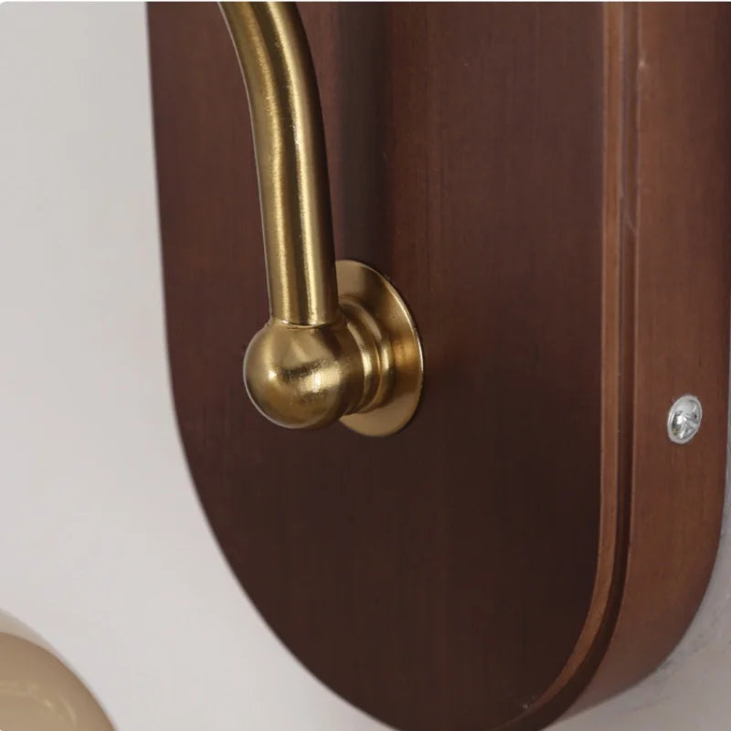 Afralia™ Modern Walnut Wood LED Wall Light Fixture with Pull Chain Switch