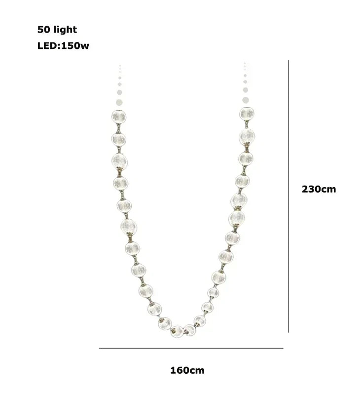 Afralia™ Pearl Necklace LED Pendant Light for 6m Staircase