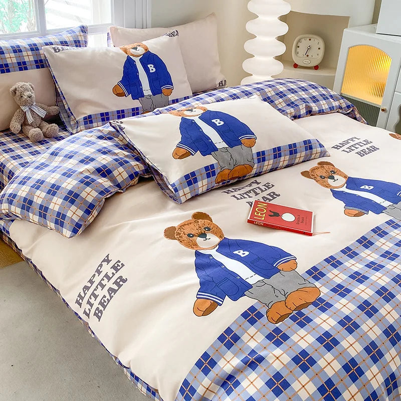 Afralia™ Cute Printed Cotton Duvet Cover for Double Queen Bed - Cozy & Non-Fading