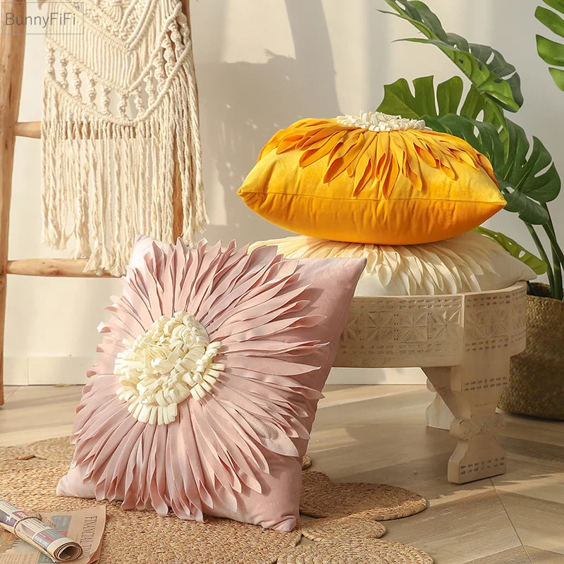 Afralia™ Floral 3D Soft Cushion Covers for Home Decor, Set of 2