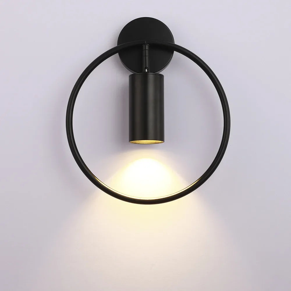 Afralia™ Adjustable LED Brass Gold Ring Wall Sconce Light for Home Hotel Bar