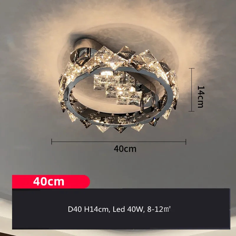 Afralia™ Crystal Ceiling Lamp: Modern Luxury Stainless Steel Chrome Dimming Lighting for Home