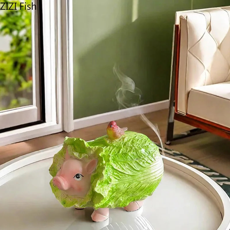 Afralia™ Cabbage Pig Ashtray: Creative Home & Office Smoking Accessory