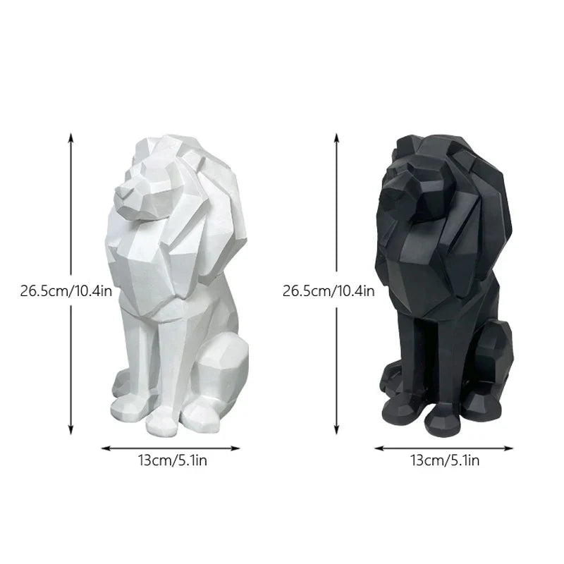 Afralia™ Lion Resin Art Statue: Morden Geometry Figurine for Home Office Decoration