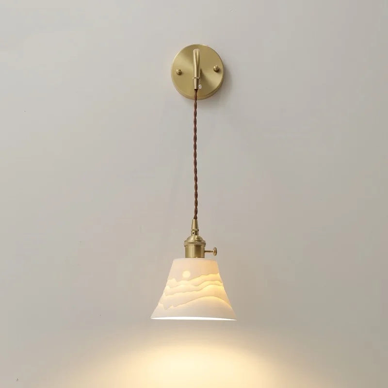 Afralia™ Ceramic Copper LED Wall Lights - Modern Bedroom Living Room Lamparas De Pared